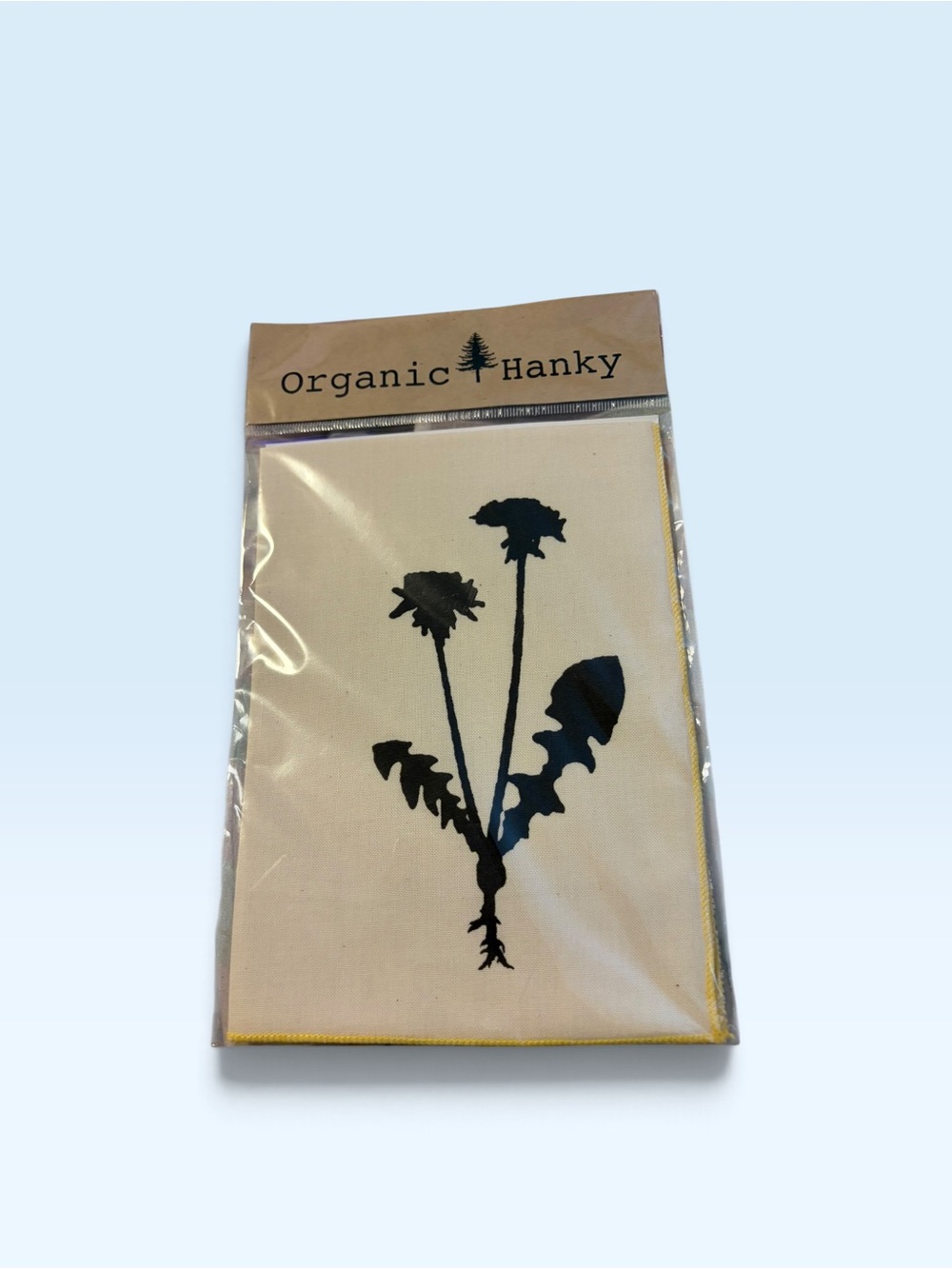 Organic Cream Cotton Handkerchief with Black Floral Silhouette